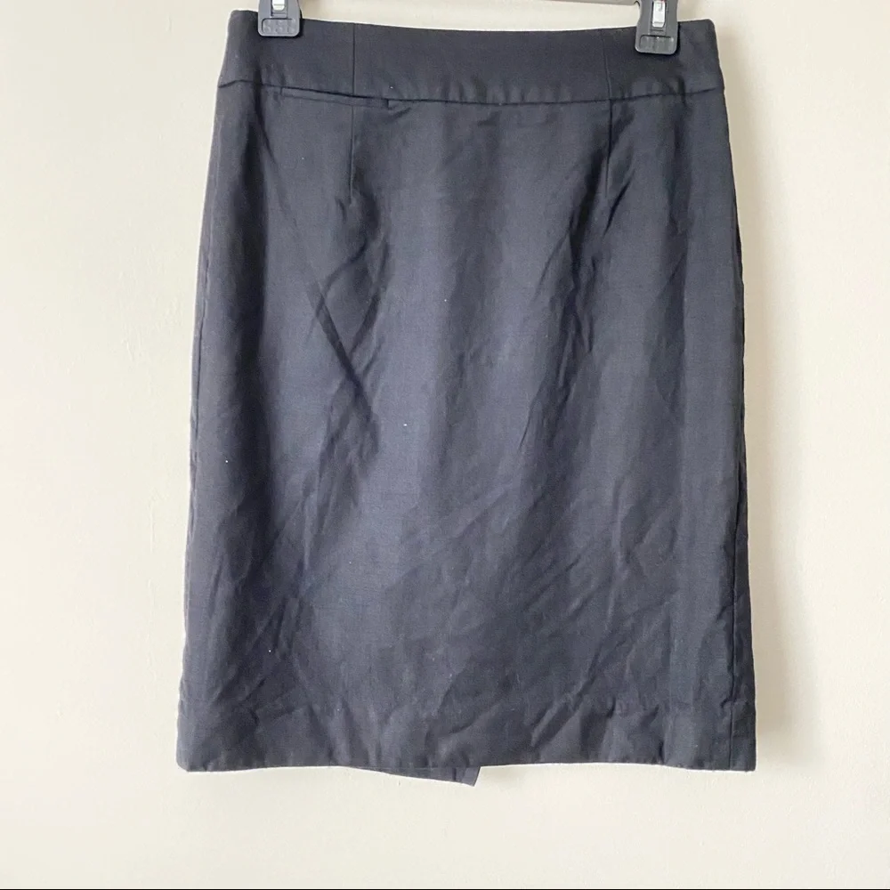 J. Crew Super 120's Solid Black 100% Wool Pencil Skirt Women's size 2